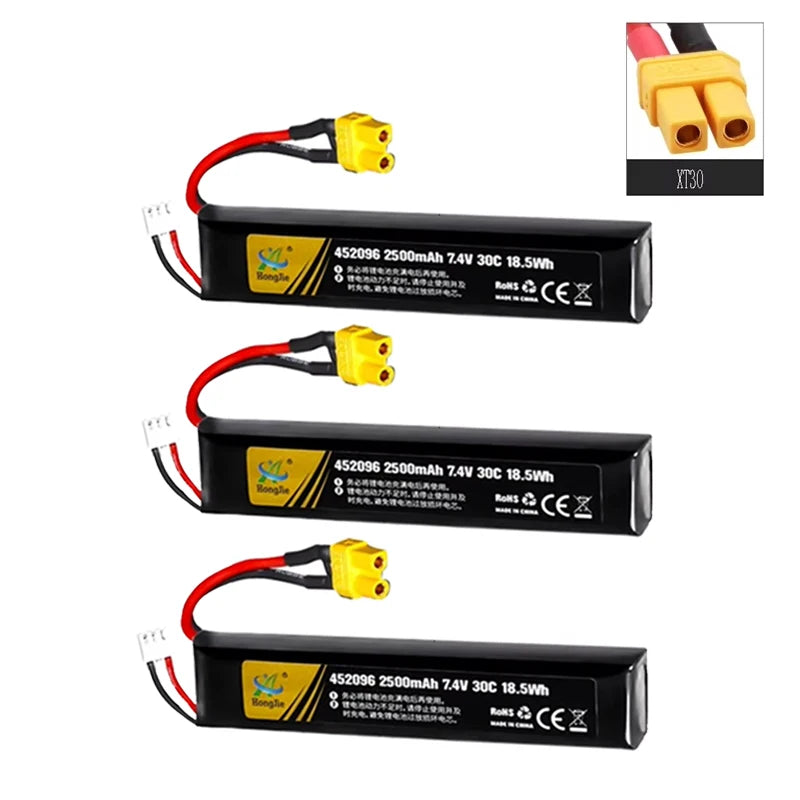 7.4V 2500mAh Lipo Battery Split Connection for Water Gun 2S 7.4V Battery for Mini Airsoft BB Air Pistol Electric Toys Guns Parts