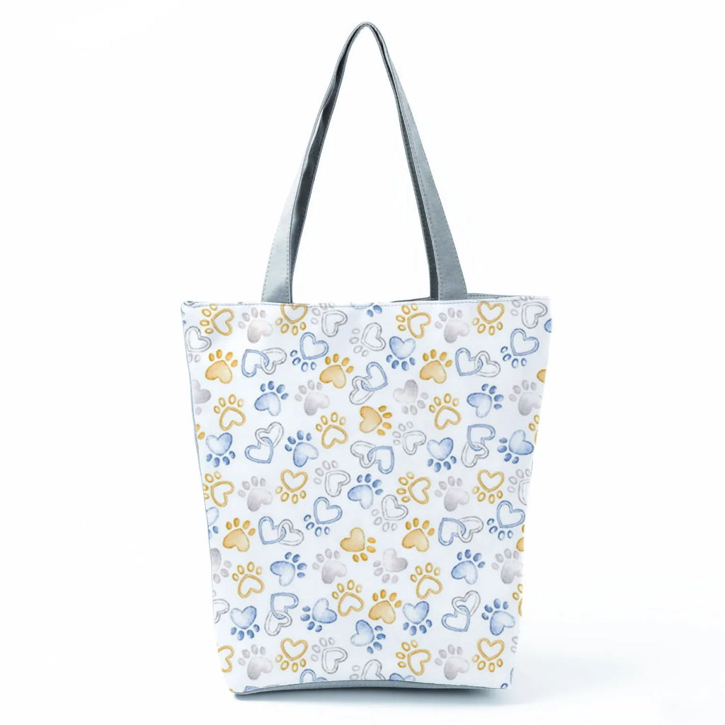 Fashion Dogs Paws Handbags Printed Love Dogs Shopping Bag Casual Women Shoulder Bag Summer Kawaii Female Tote Travel Beach Bag