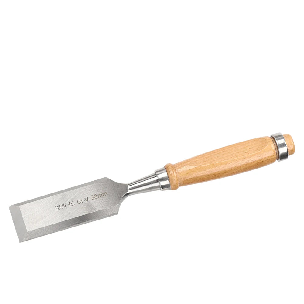 Wooden Handle Flat Chisel Woodworking Tool Hardware Tools Industrial Accessory Chrome Vanadium Alloy Steel 38mm Chisel