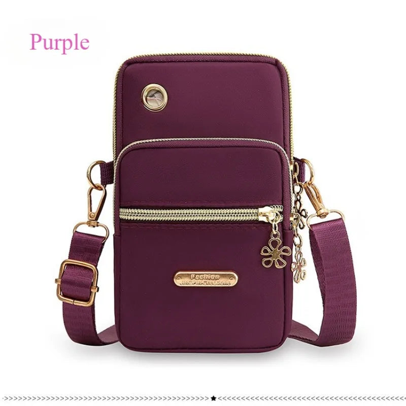 New Women's Phone Bag Three-Layer Crossbody Bag Outings Fabric Bag Arm Bag