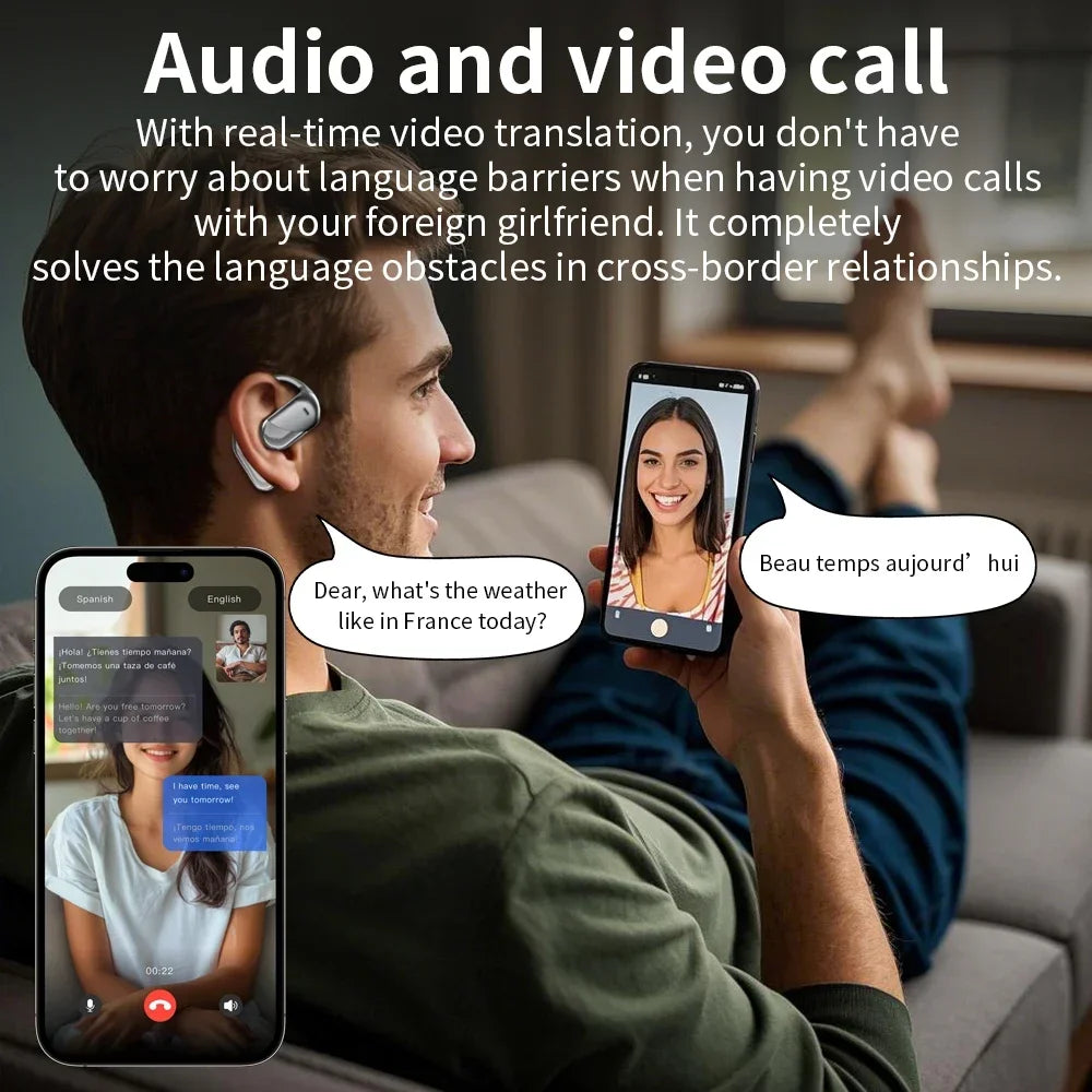 Q16H3 Bluetooth V6.1 AI Translation Earphones OWS Sport Headphone Comfortable Ultra-light Earhook Wireless Headphone with Mic