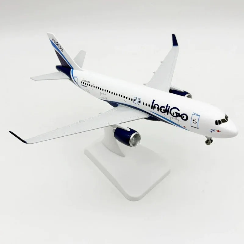 20CM A320 Indigo Airlines Plane Model W Wheels Landing Gears kids toys for boys Alloy Metal Diecast Airplane For Collected