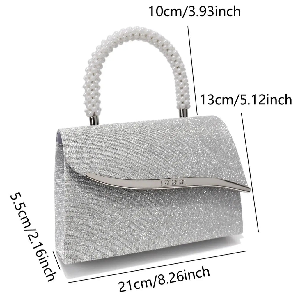 Bucket Design New Arrival Metal Pearl Glitter Women Evening Bags Sequins Lady Party Handbags Handle Mixed Color Wedding Banquet