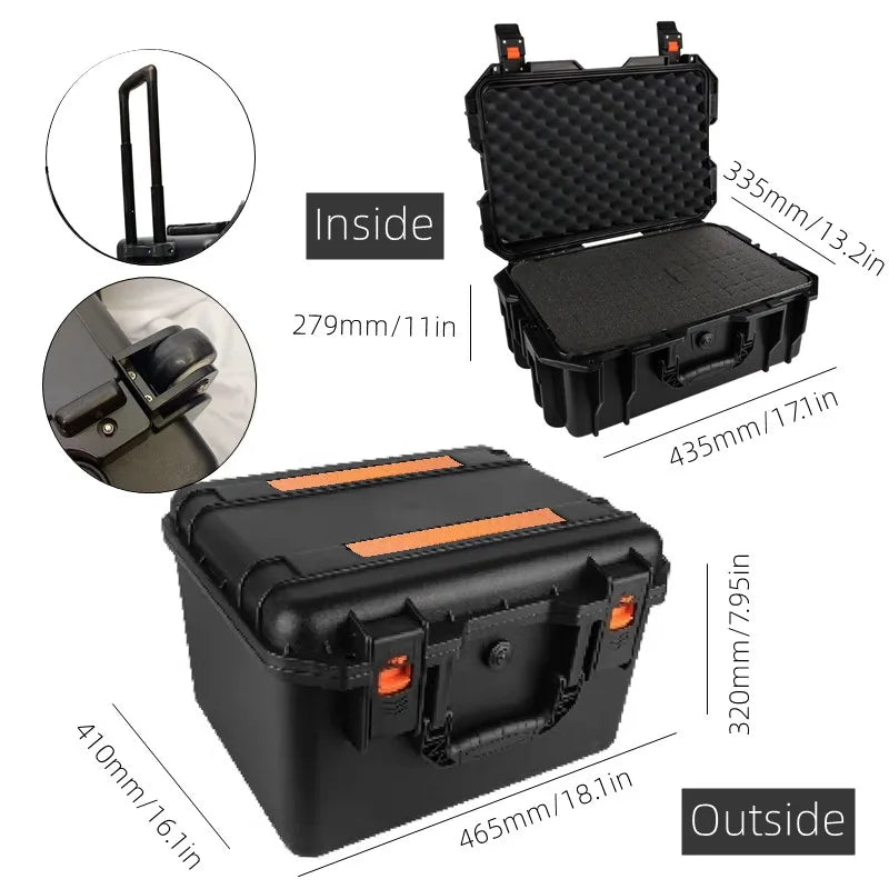 660x495x260MM Large Pull rod Tool Box On Wheels Waterproof Tool Box Organizer Hard Case tool bag Wheeled Protable tool storage