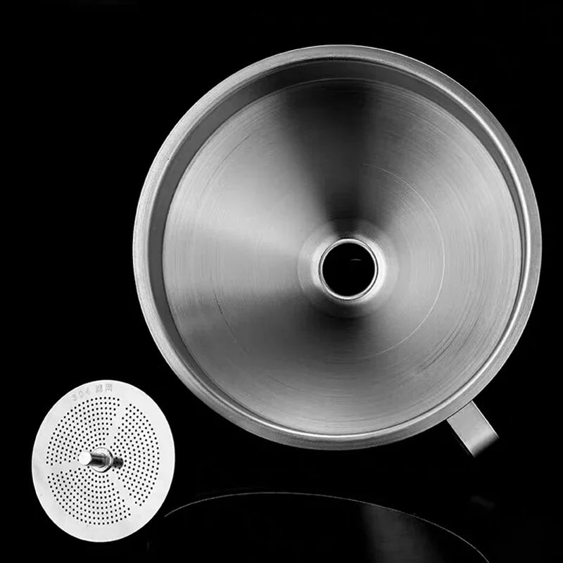 Stainless Steel Funnel Kitchen Oil Liquid Funnel Metal Funnel with Detachable Filter Wide Mouth Funnel for Canning Kitchen Tools