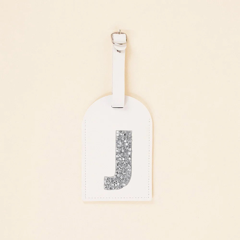 A-Z Rhinestone Monogram Leather Luggage Tag Suitcase Label Baggage Boarding Bag Tags Name ID Address Holder Travel Accessorie
