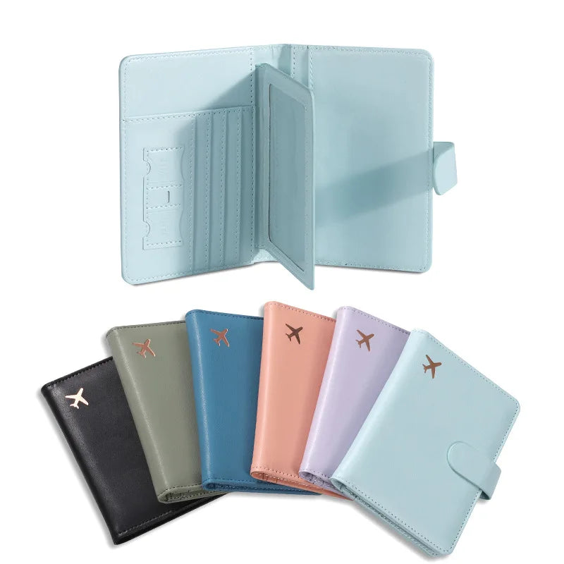 Leather Passport Holder Covers Case Waterproof Travel Credit Card Wallet Cute Passport Book for Women/Men Buckle Passport Cover