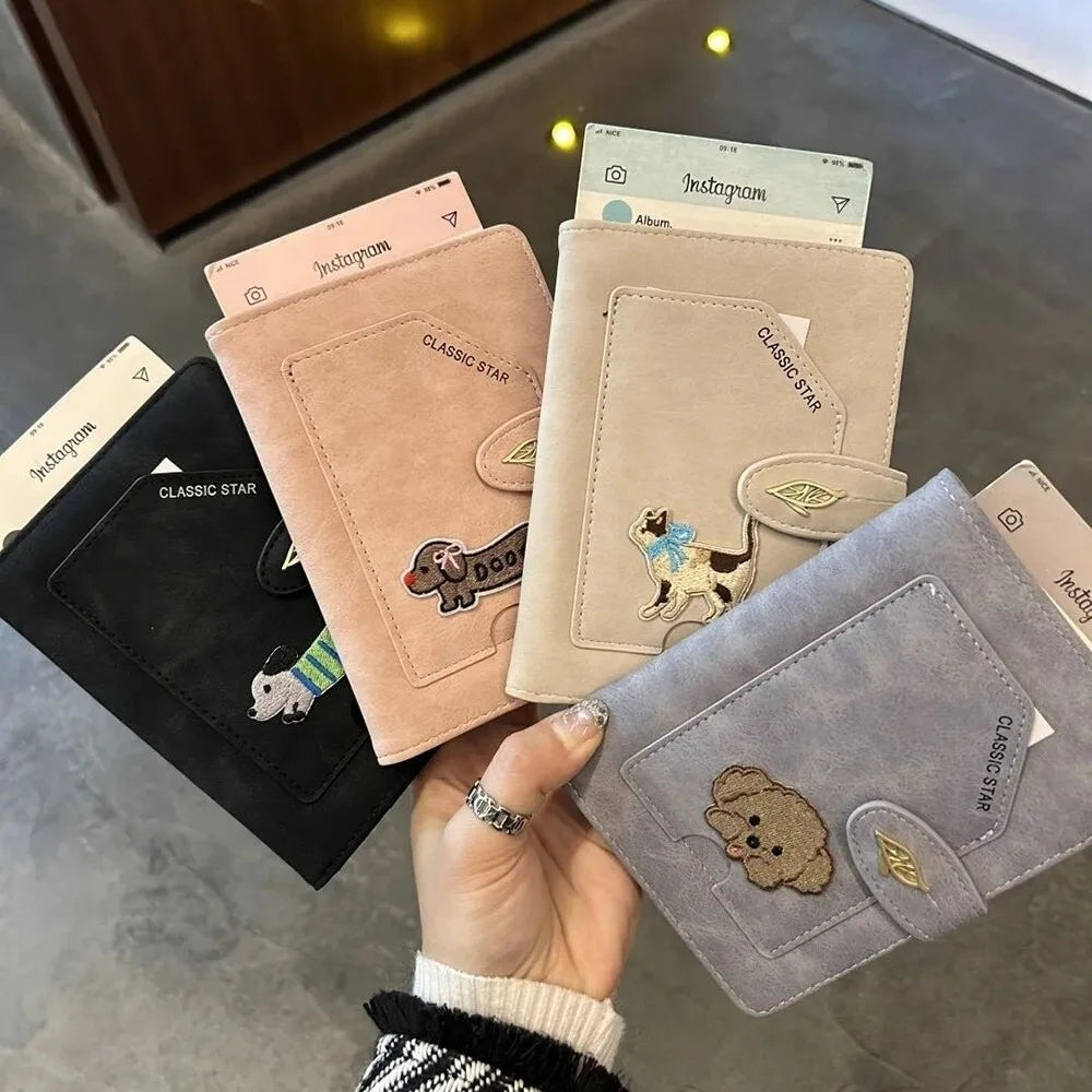 Cartoon Animals Design RFID Passport Cover Embroidered Dogs Ticket Clamp Cute Passport Cover Waterproof Material