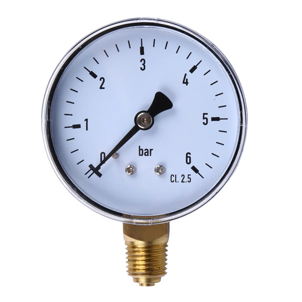 6 Bar Manometer 1/4 NPT Air Compressor High Strength Pressure Gauge 2.3 Face for Air Water Oil Gas Measurement