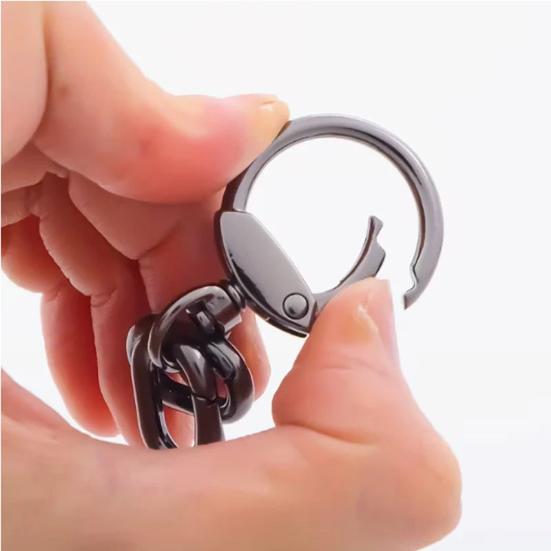 2Pcs Metal Keychain Clips with Double Carabiners Rotatable Lobster Clasps Open Hooks ID Badge Hooks Backpack Clips DIY Key Rings