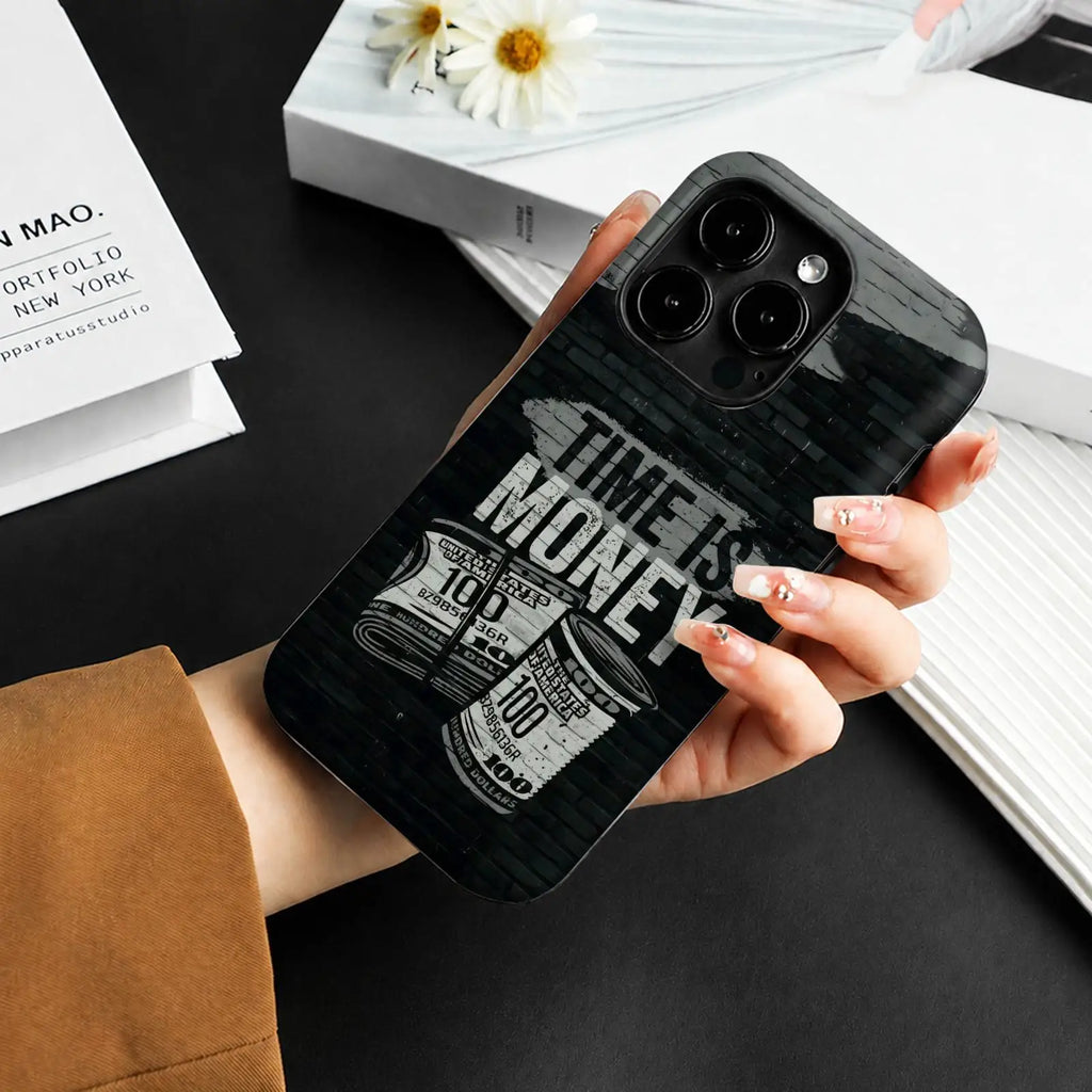 Funny Time is Money Phone Case For iPhone 17 16 15 14 13 12 11 Pro Max Air Dual-Layer Shockproof Protective Cover