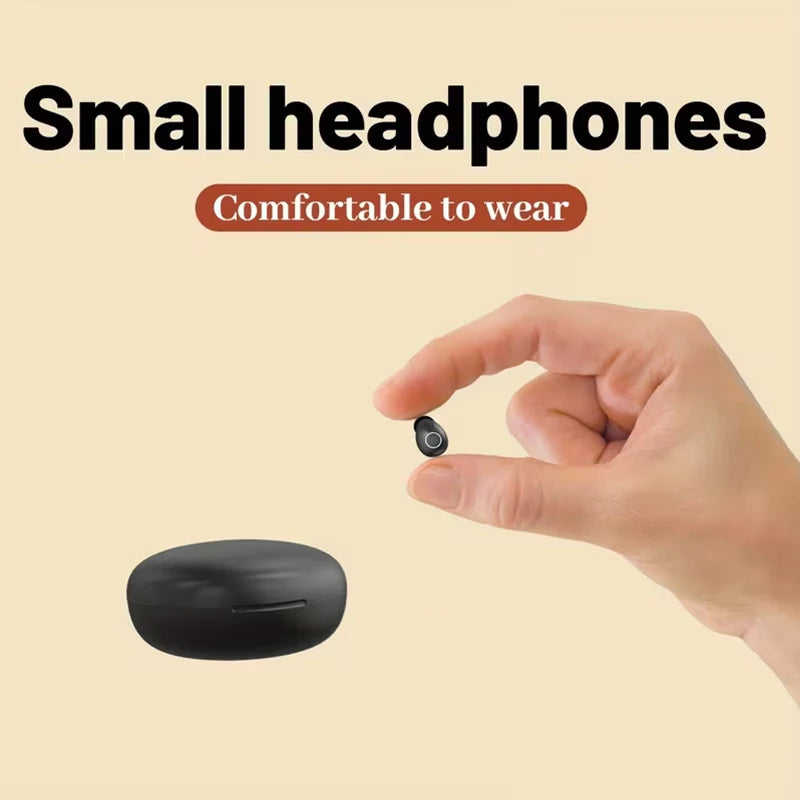 SK31 Mini Invisible Headphones Wireless Bluetooth 5.4 Headphones Bass Sleeping Headphones with Microphone Noise Cancellation HD