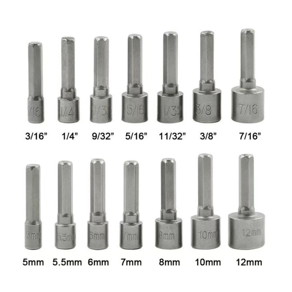 1-4Set 5-12mm Hex Sockets Sleeve Nut Driver Set 1/4in Impact Nut Driver Set 9/14Pcs Power Nut Screwdriver Set Bits Sets Tools