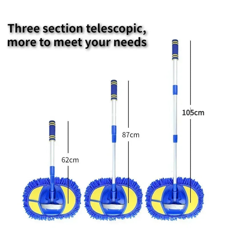 1/2Pcs Scratch-Free Car Wash Mop: Soft Bristle Telescoping Long Handle Brush with Chenille Car Cleaning Tool
