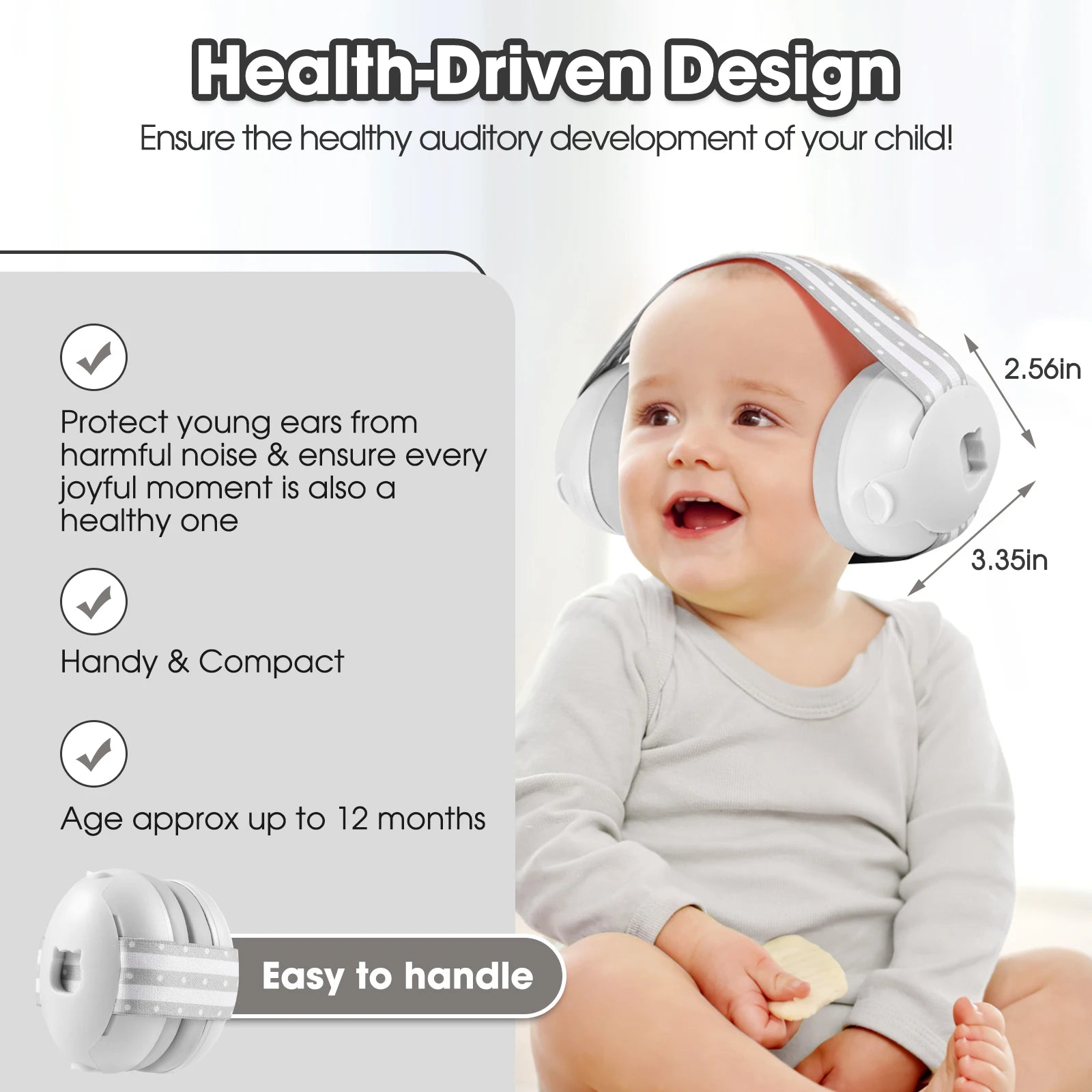 Baby Headphones Hearing Protection Ear Muffs with Stretchy Band Earmuff for Improves Sleep Essentials for Baby