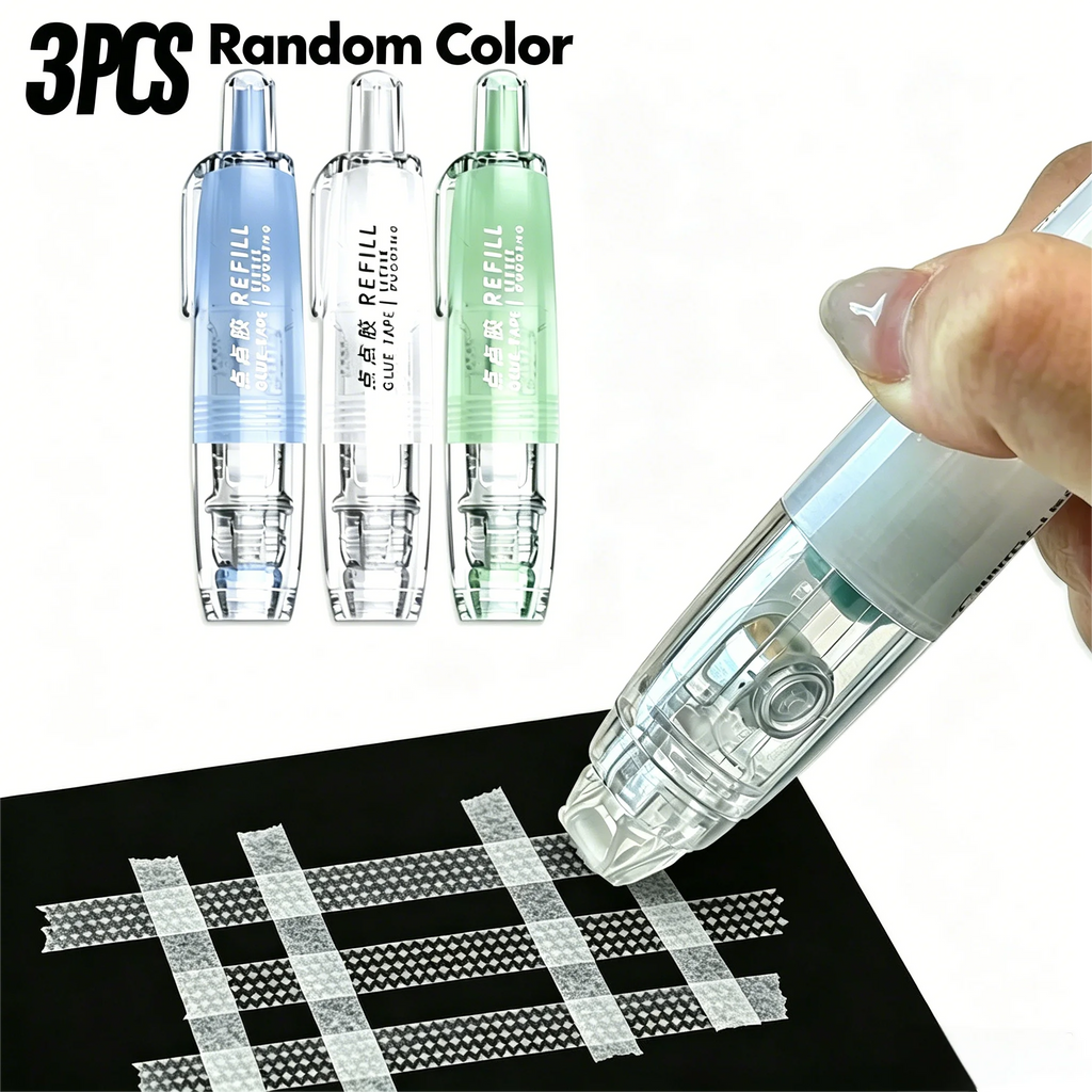 3PCS DIY Scrapbooking Glue Tape Pen Shape Press Type Double Sided Adhesive Dot Glue School Office