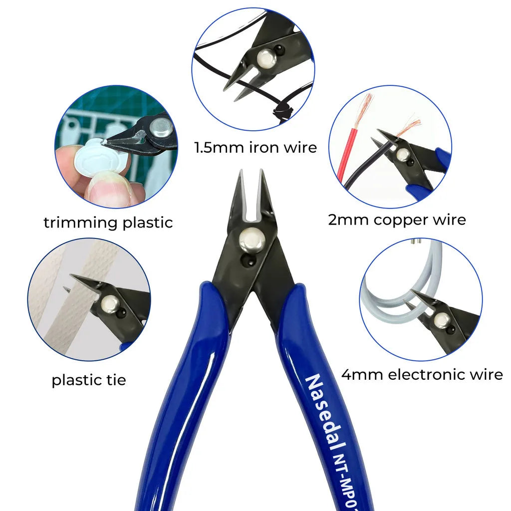 Nasedal Diagonal Pliers Wire Cable Cutters Carbon High Manganese Steel Flush Side Snips for Electrical Electronics Jewelry Tools