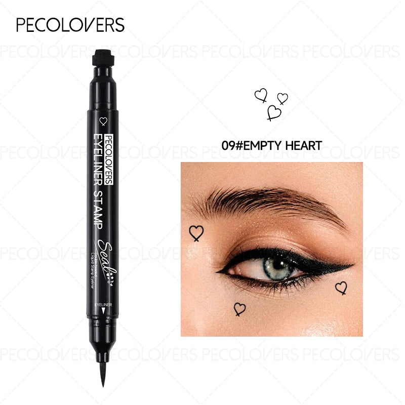 1PC Liquid Eyeliner Stamp - Waterproof, Slim Gel Felt Tip with Heart, Star, Triangle & Flower Shapes for Creative Eye Makeup