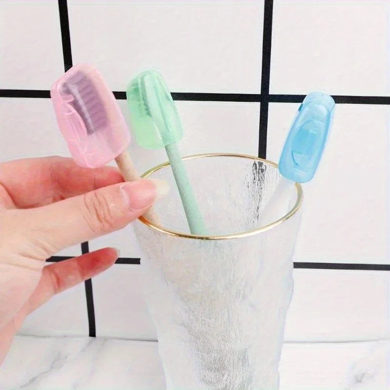 50pcs Portable Toothbrush Head Cover Dustproof Protection Case Storage Cover For Outdoor Travel Bathroom Supplies