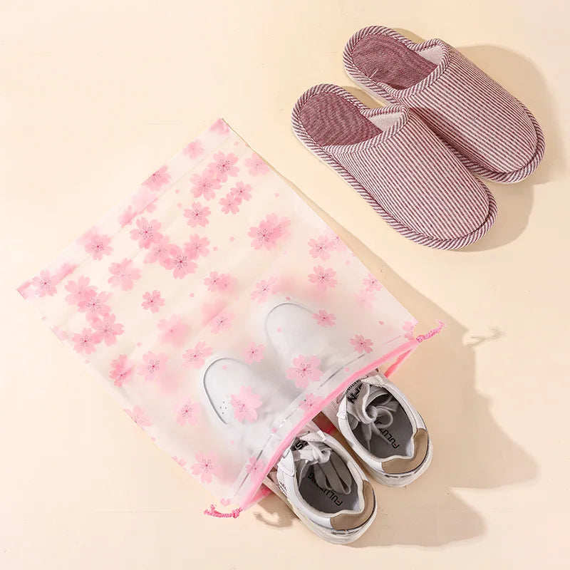 10Pcs Transparent Waterproof Travel Cosmetic Bag Towel Socks Plastic Drawstring Storage Bag Bathroom Transparent Beach Bag
