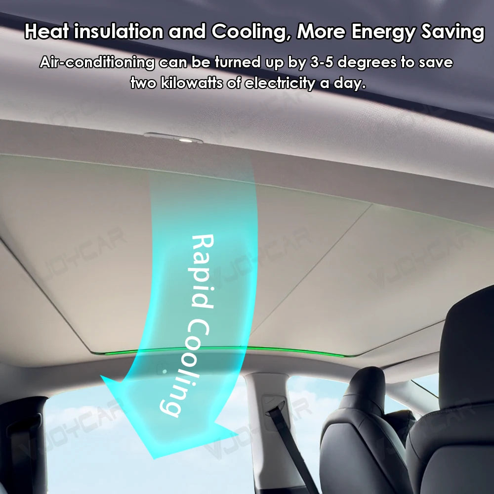 New Electric Sunshade For Tesla Model Y New Y Juniper Model Y L Ambient Light Roof Shade EN KR Voice Control Button Control