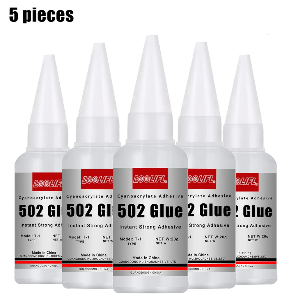 LOOLIFL-1-5pcs 502 Super Glue Instant Quick-drying Cyanoacrylate Adhesive Leather Rubber Wood Metal Strong Bond Liquid Glue Tool