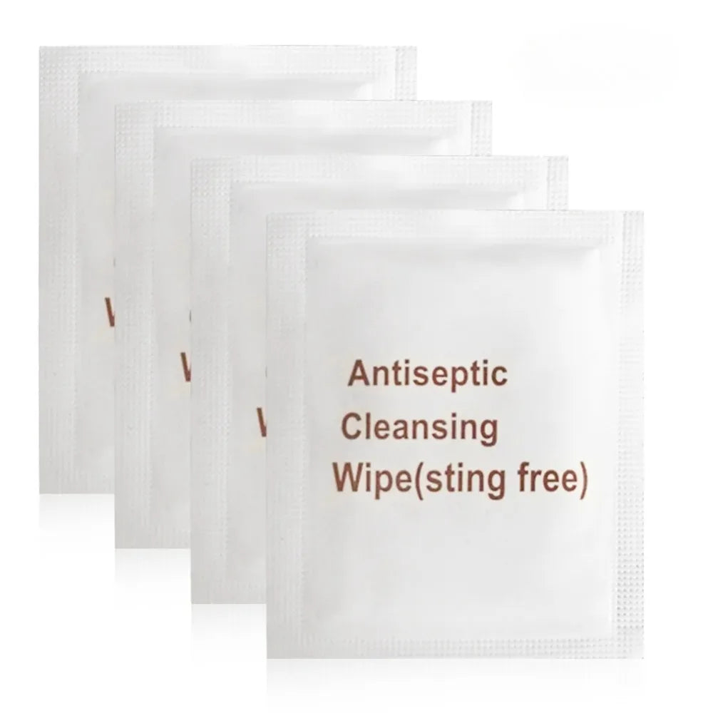 100Pcs Antiseptic Wipes Sting-Free Disposable First-Aid Non-Alcoholic Protective Cleaning Emergency Kit Travel Home Sterile