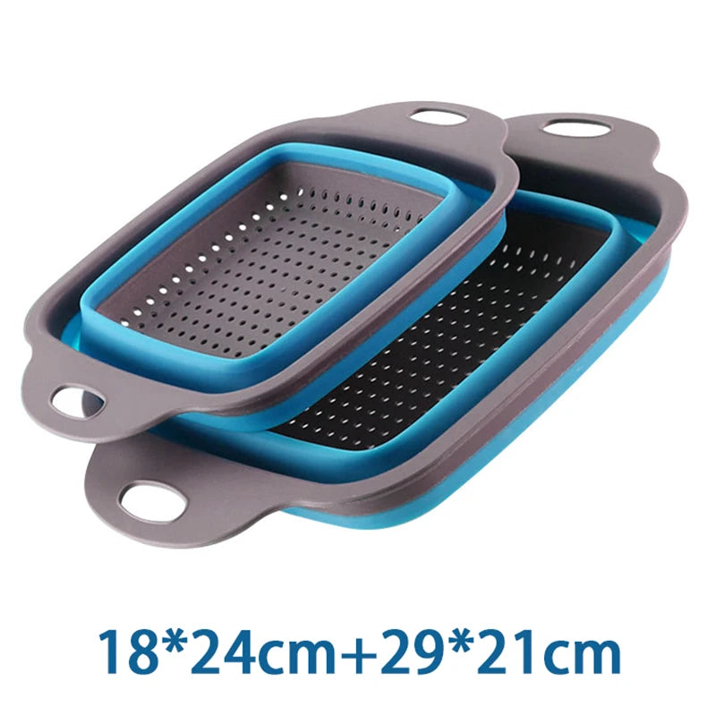 Silicone Folding Drainer Basket Portable Kitchen Strainer Fruit Vegetable Washing Folding Drainer Kitchenware Drain Device