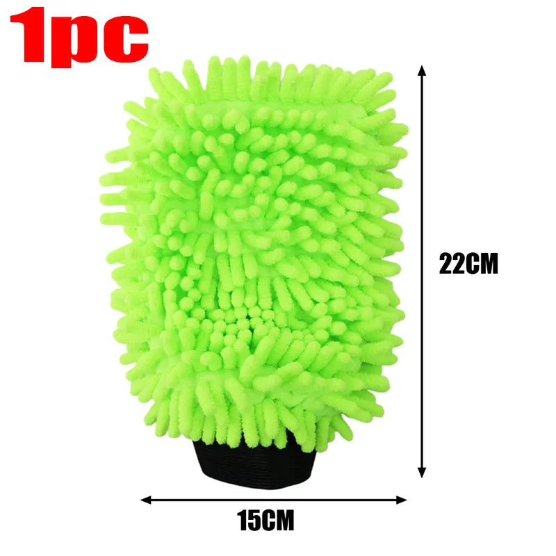 Lint-Free Scratch-Free for Auto Detailing Absorbent Wash Mitt Double-Sided Chenille Microfiber Car Cleaning Glove Car Wash Glove