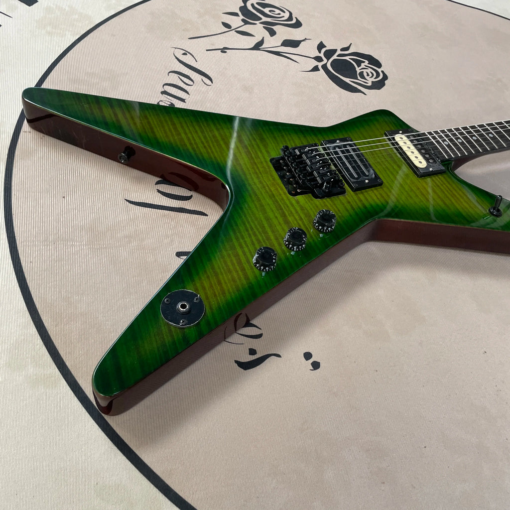 6 strings green electric guitar black hardware guitars rosewood guitarra