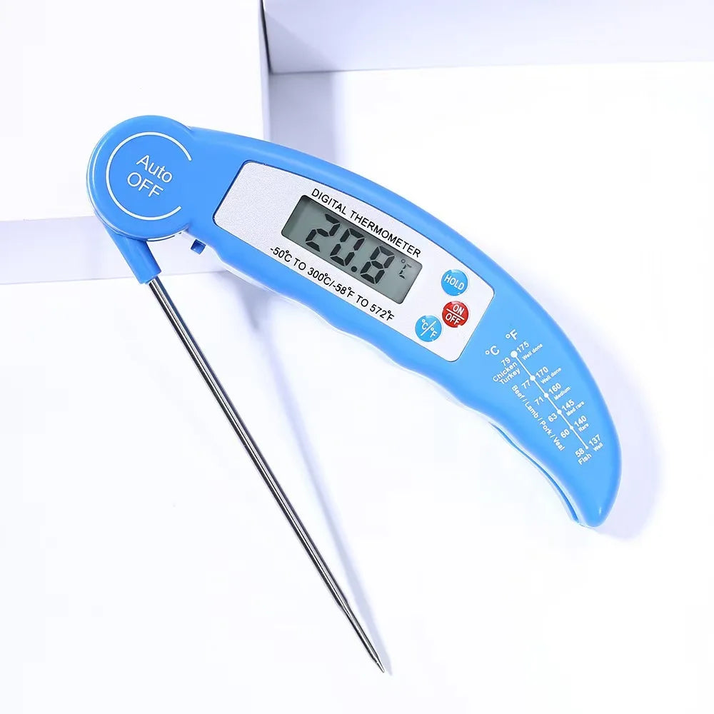 Kitchen Food Thermometer Foldable Digital Display BBQ Thermometer High-Precision Instant-Read LCD Probe Grilling Kitchen Tools