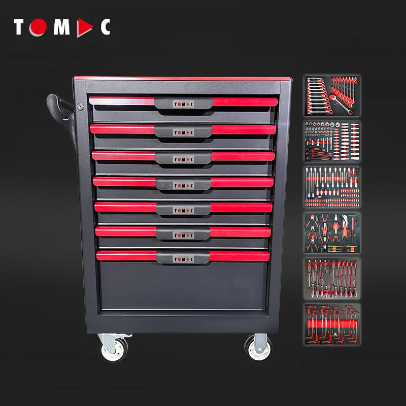 Workshop Trolley Complete with Tools Professional Level Trolley with Complete Tools Valuable 7-Drawer Heavy Duty Workshop Tool