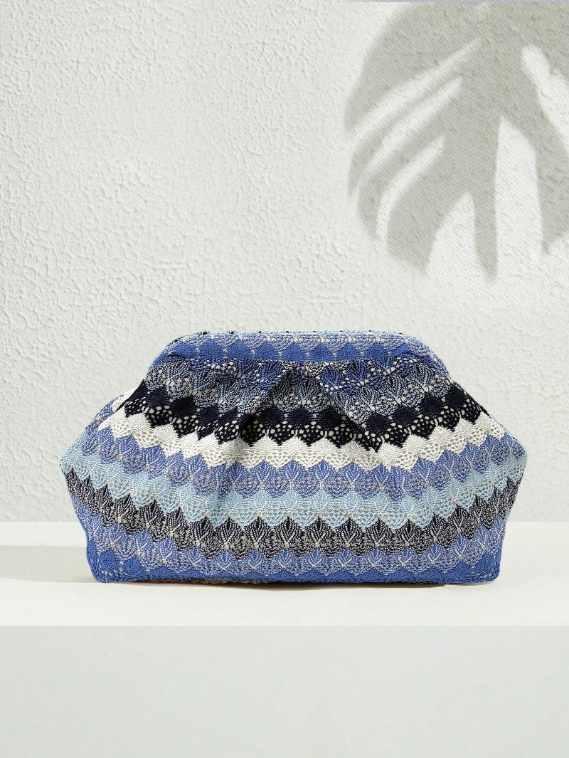 Bohemian Hand Crochet Knitted Clutch Bag, Moroccan Style Evening Party Purse, Vintage Women Woven Handbag Tassel Evening Clutch