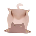 New Cute Cat Dice Tray with Metal Clasp Large Capacity Foldable for Easy Portable Desktop Storage with Artificial Leather Tray