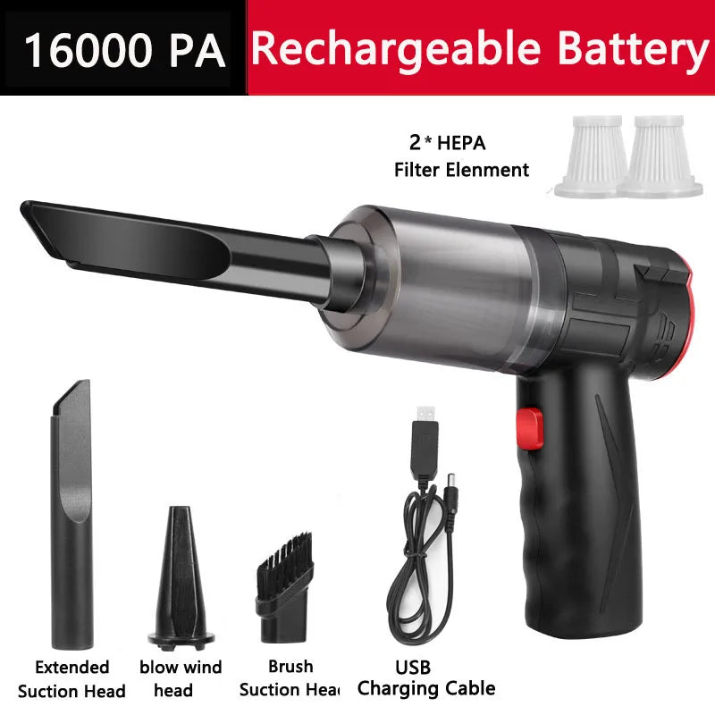 16000PA 150W Wireless Car Handheld Vacuum Cleaner Portable Powerful Suction Wet And Dry Smart Cordless Interior Accessories