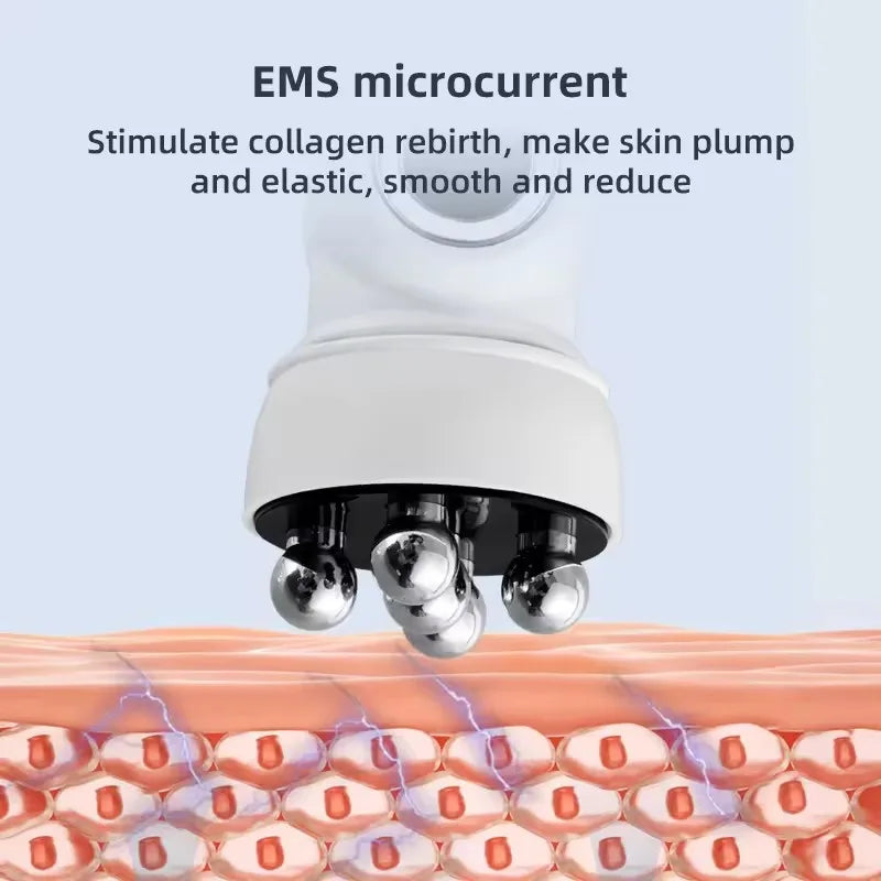 New Facial Roller Massager EMS LED Phototherapy Rotary Massage Heating Introduction For Fine Pores Reduction Fine Lines