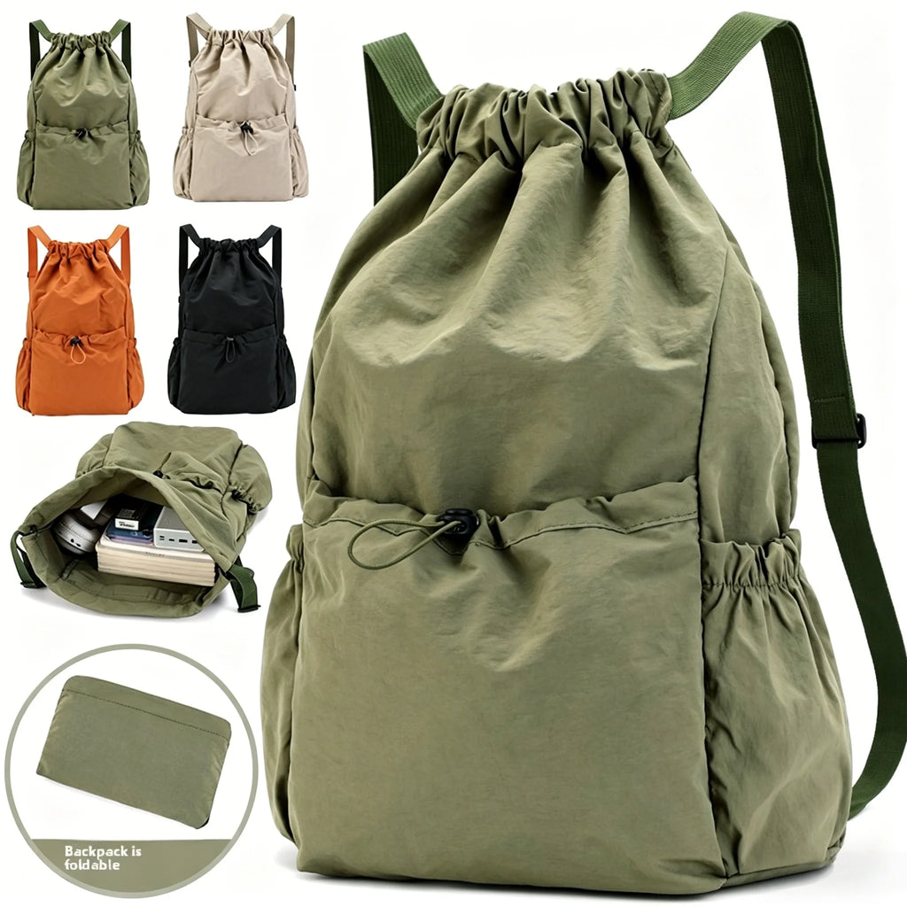 Foldable Drawstring Backpack, Lightweight and Easy to Store, Essential for Short Distance Travel and Outdoor Activities