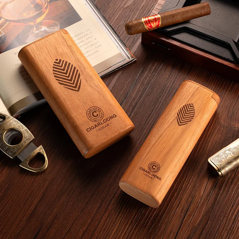 Convenient Travel Cedar Cigar Case 2/3 Holes (22mm) Portable Wooden Cigar Tube Box Accessory