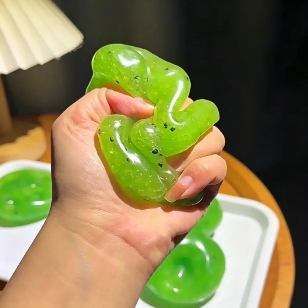 Kiwi & Watermelon Slush Squeeze Ball Squishy Fidget Toy Crunchy Sound Handmade Squishy Ball Realistic Simulation Decompress Toy