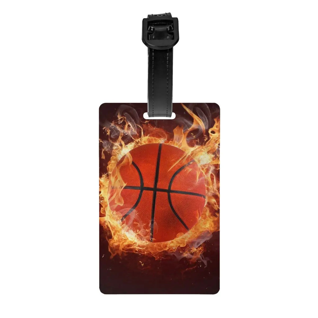 Custom Basketball Dots Round Luggage Tag Privacy Protection Physical culture Baggage Tags Travel Bag Labels Suitcase