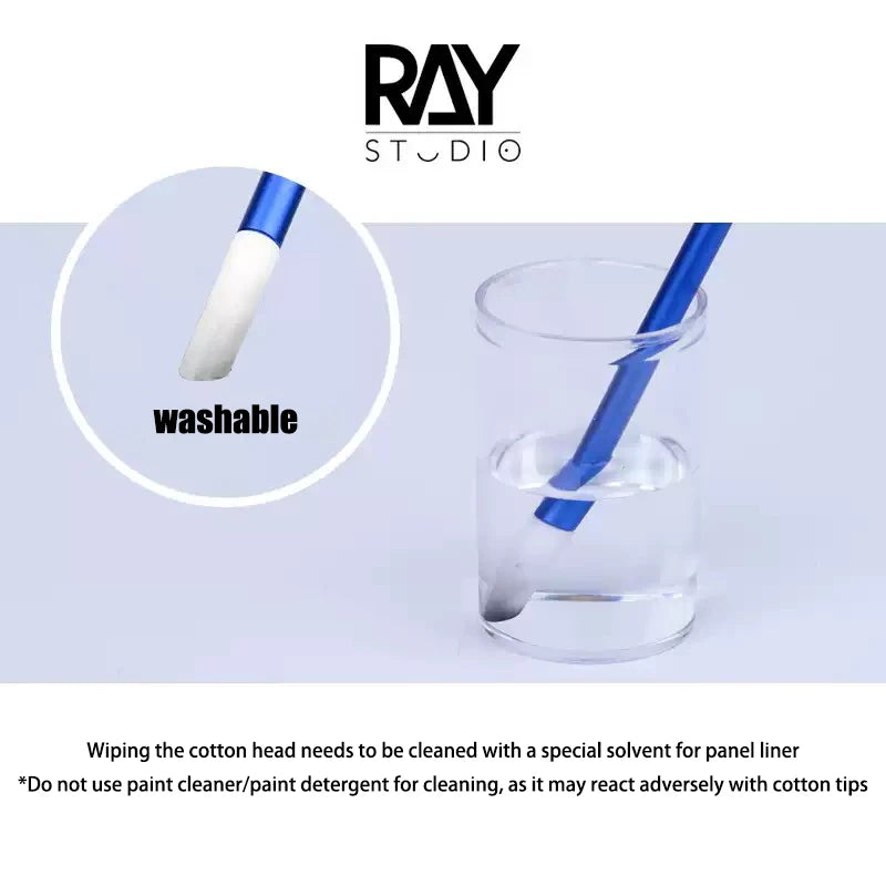 RAY Studio Metal Wiping Stick Seepage Cleaning Swab with Polyester Wiping Cotton Tips for Model Hobby Panel Liner Cleaning Stick