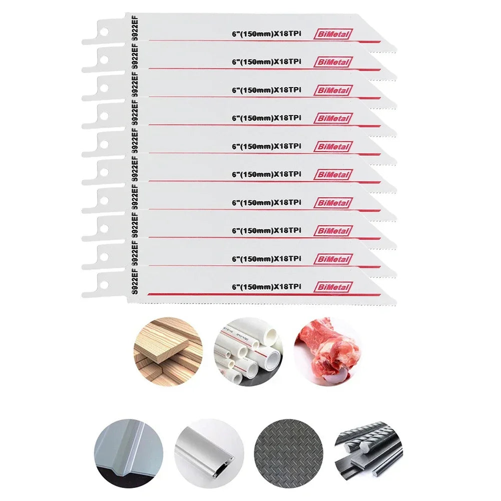 10pcs S922EF Reciprocating Saw Blades Bimetal Wood Pruning metal saber saw blade Cut sonar Cutting Tools For Plastic Pipe Metal