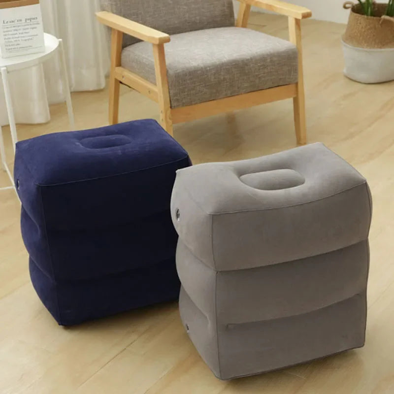 Inflatable Foot Mat Flocking High-speed Train Leg Pillow Portable Inflatable Footstool U-shaped Pillow Portable Car Footstool