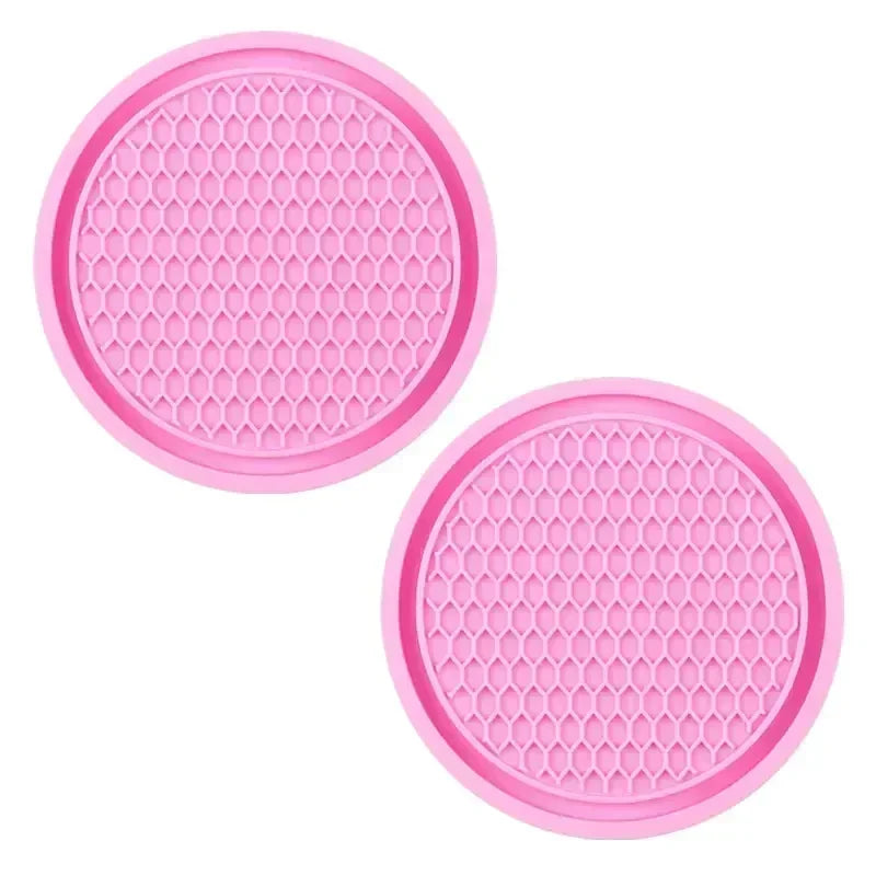 Car Coasters, Universal 2 Pcs Car Coasters for Women Bling Car Accessories, Silicone Anti Slip Crystal Car Cup Holde