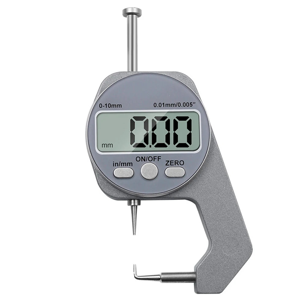 0-10mm Digital Thickness Gauge with Aluminum Body and Stainless Steel Flat Elbow Pointed Measuring Heads for Lab Use