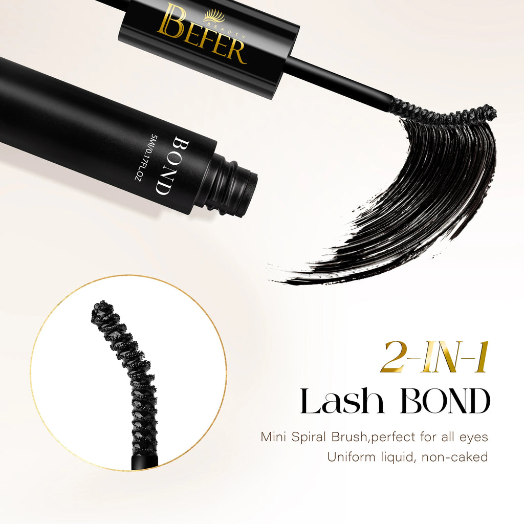 BEFER Glue For Eyelashes 2in1 Lash Bond And Seal Eyelash Glue+Eyelash Remover Waterproof Eyelashes Adhesives Strong Fixed Lash