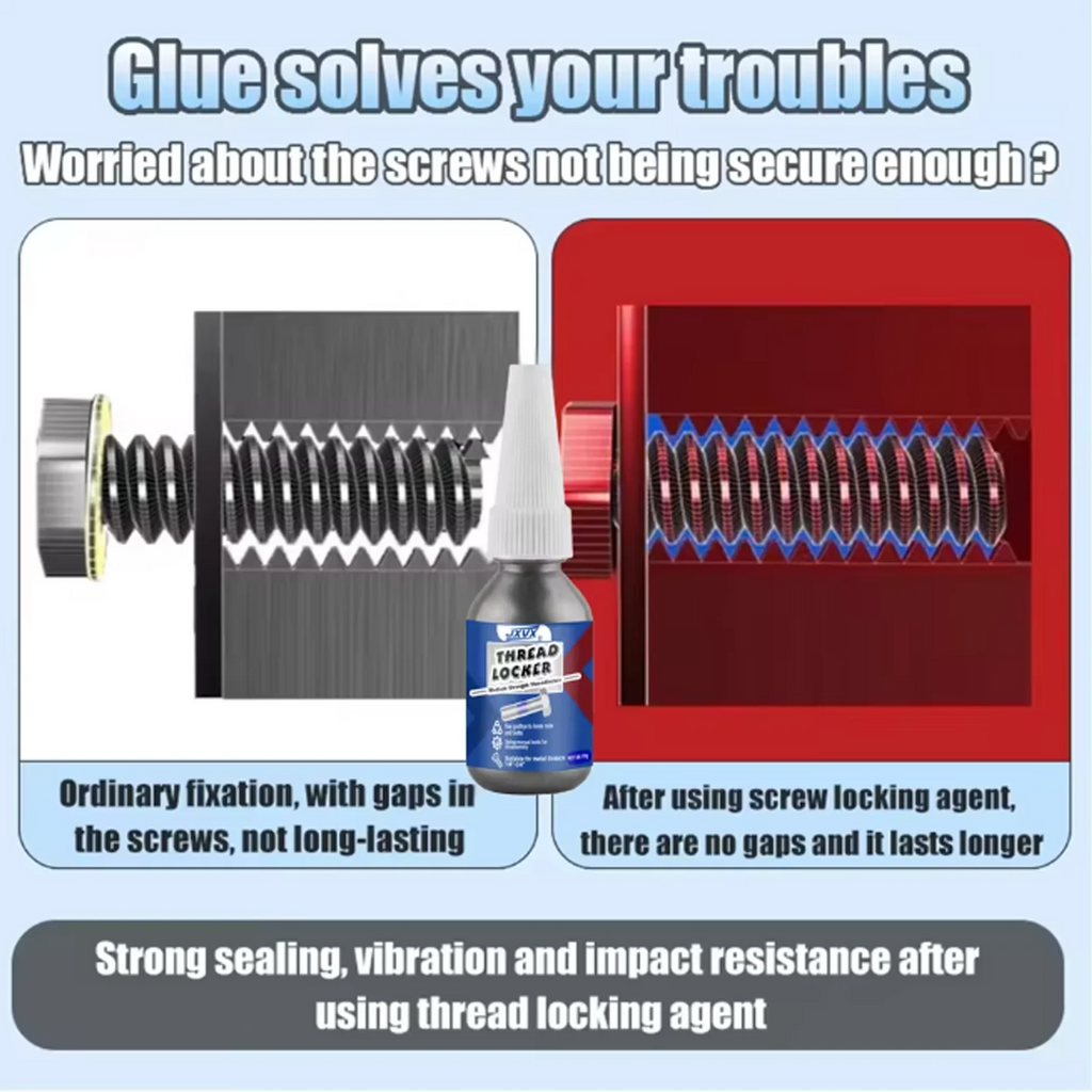 JXVX 10ML Anaerobic Epoxy Adhesive Ethread Lock Blue Medium Strength, Industrial Thread Sealant Replaces Washers Can Prevent Loo