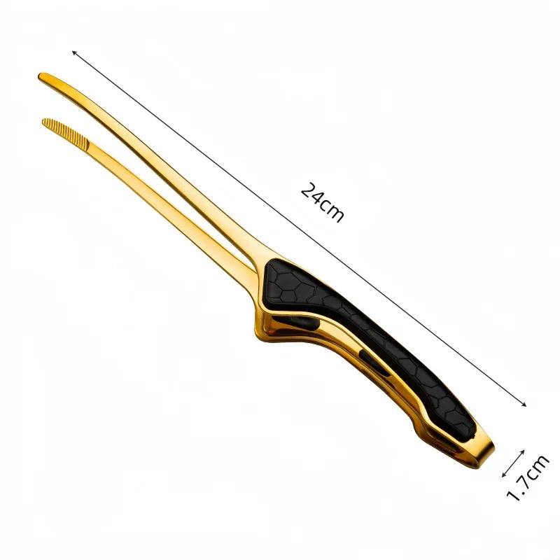 1pc Stainless Steel Barbecue Tongs Steak Tongs Metal Food Tongs Non-slip Grip Non-stick Durable Kitchen Pliers for Cooking