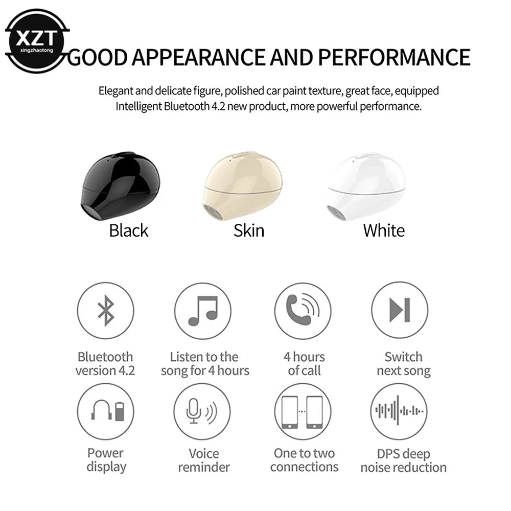 X20 Ultra Mini Wireless Single Earphone Hidden In-ear With Button Control Waterproof Bluetooth Earphone With Charging Case