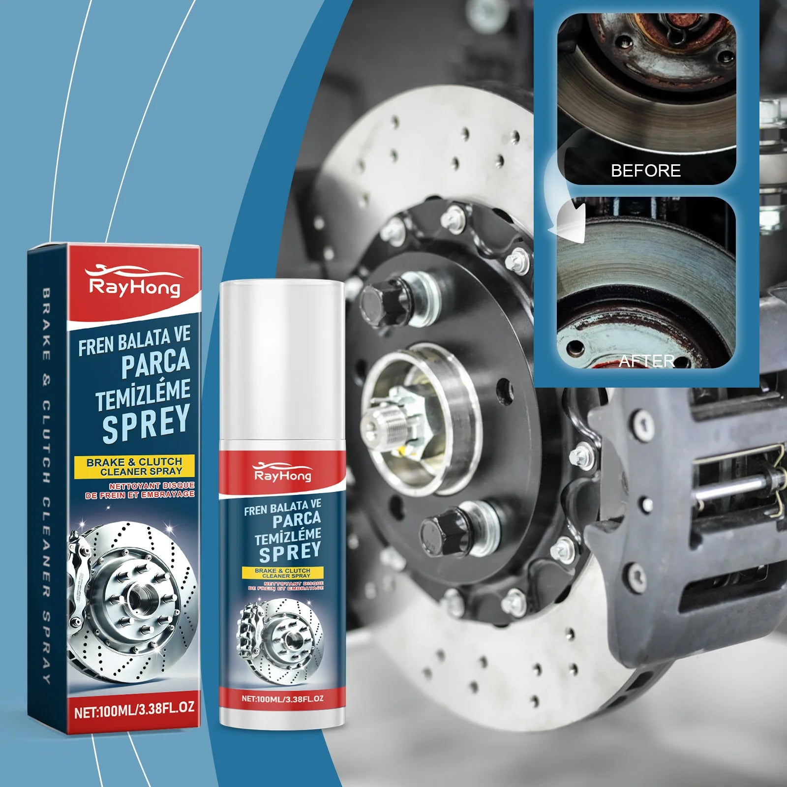 Brake Cleaner Spray Fast Evaporating Dust Remove Disc Clean Prevent Noise Corrosion Inhibitor Car Wheel Brake Polish Agent 100ml